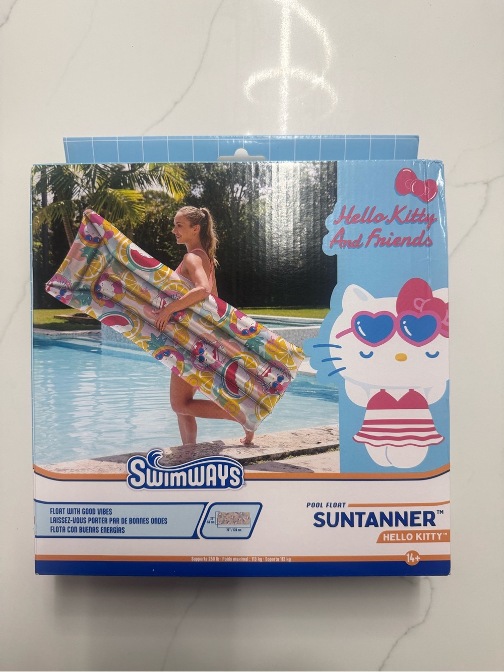 Hello Kitty Pink & Yellow Swimways Suntanner Pool Float